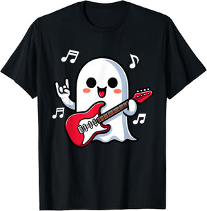 Spooky Ghost Electric Guitar Rock And Roll Boys T-Shirt - T-Shirt | Black
