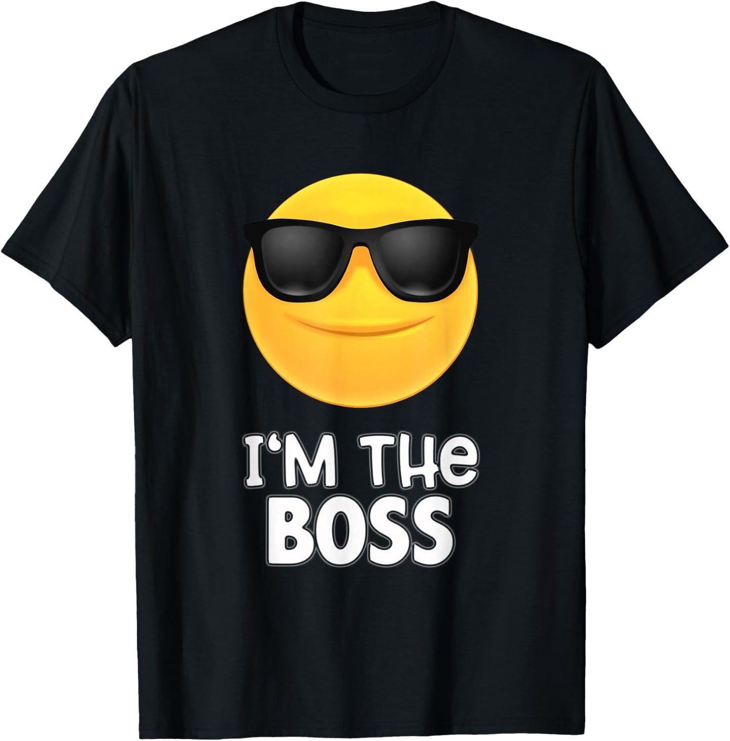 I'm The Boss Sunglasses Emoticon SHIRT - Kiss Face T-Shirt - T-Shirt | Black