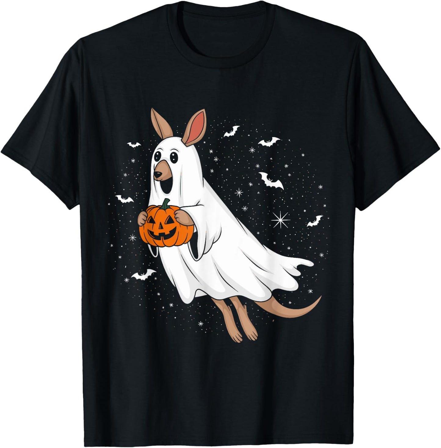 Funny Ghost Kangaroo Lovers Spooky Halloween Costume T-Shirt - T-Shirt | Black