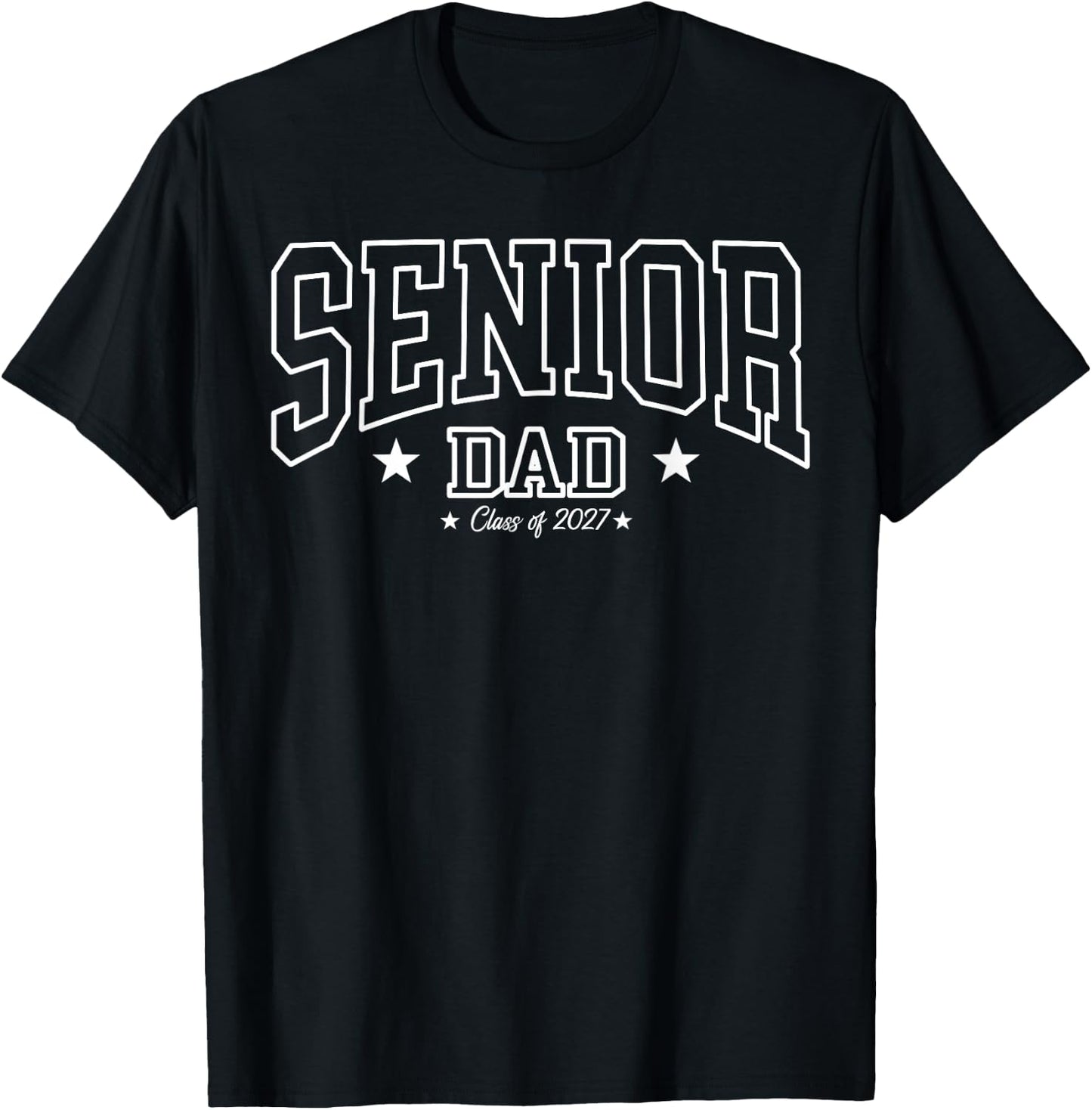 Senior Dad Class of 2027 Striped Graduate Father Graduation T-Shirt - T-Shirt | Black
