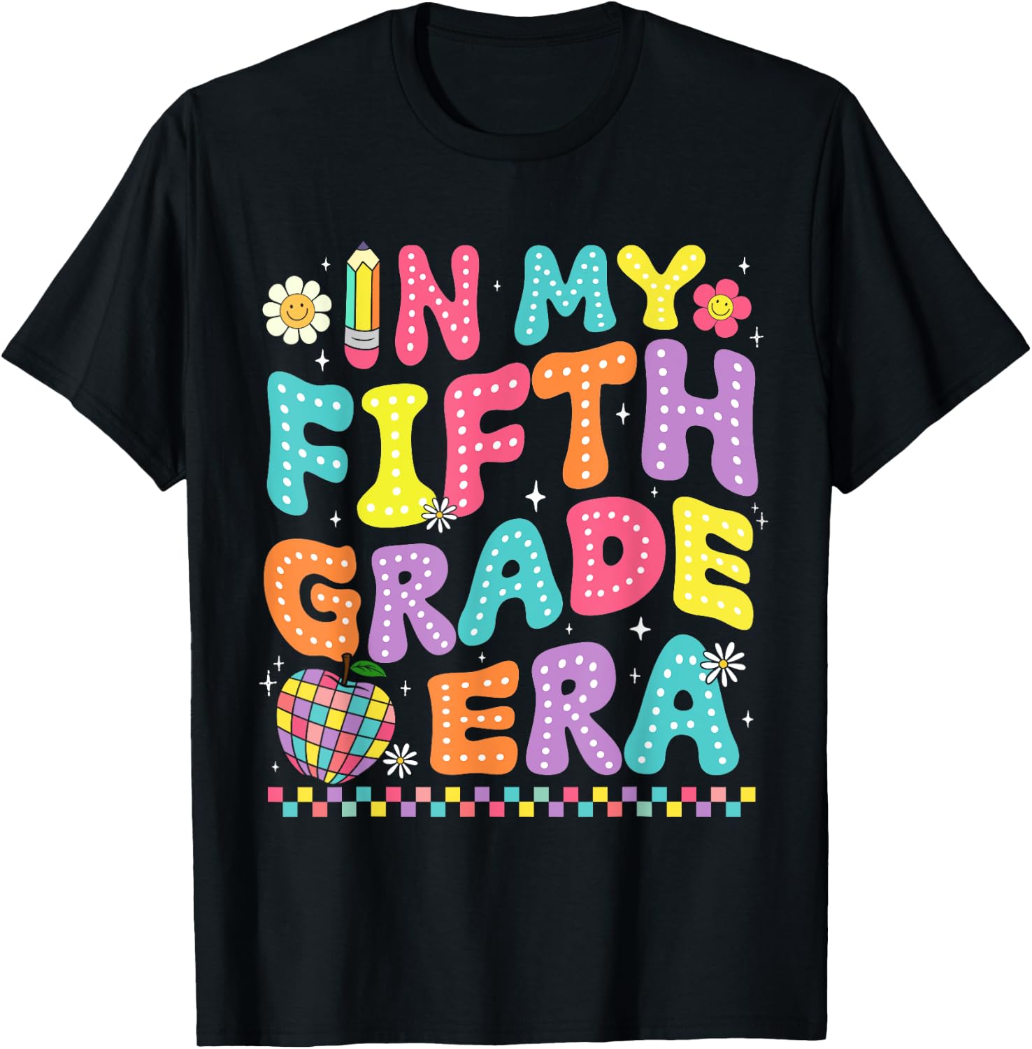In My Fifth Grade Era Back To School Retro Groovy 5th Grade T-Shirt - T-Shirt | Black