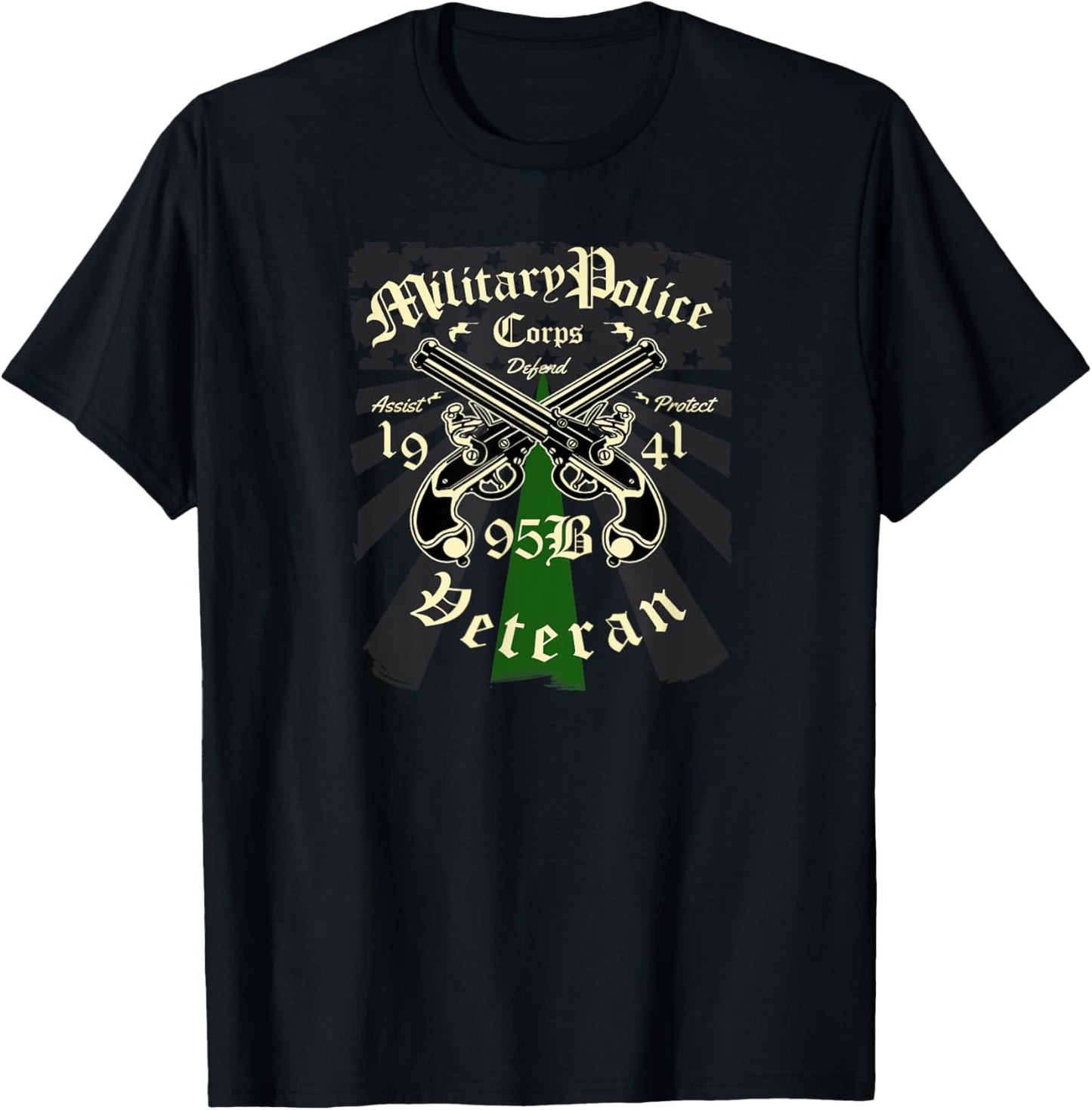 95B Military Police Veteran Thin Green Line T-Shirt - T-Shirt | Black