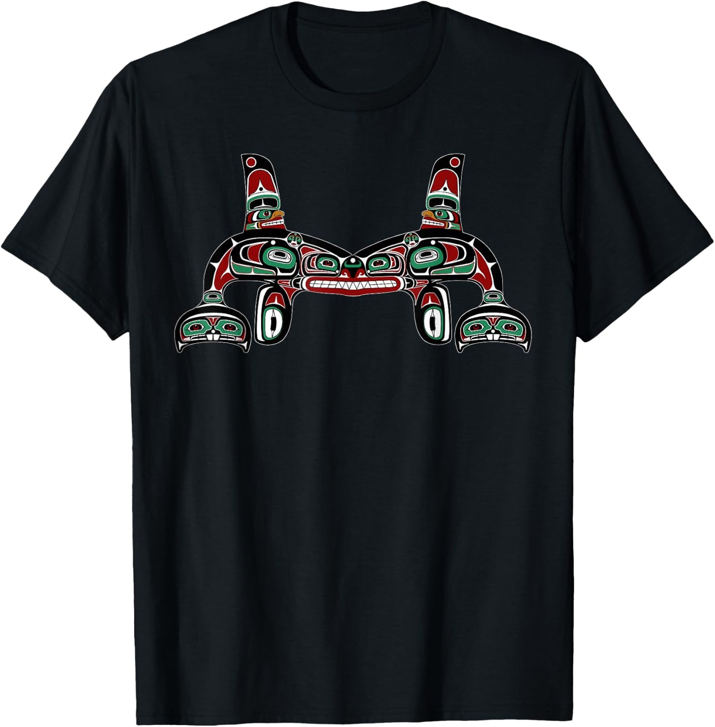 Alaska Native American Style Orca Tlingit Haida Indigenous T-Shirt - T-Shirt | Black