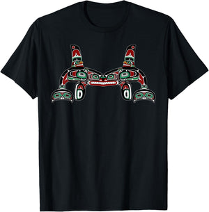Alaska Native American Style Orca Tlingit Haida Indigenous T-Shirt - T-Shirt | Black