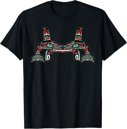 Alaska Native American Style Orca Tlingit Haida Indigenous T-Shirt - T-Shirt | Black