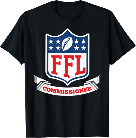 Draft Party Fantasy Football League Commissioner FFL Commish T-Shirt - T-Shirt | Black