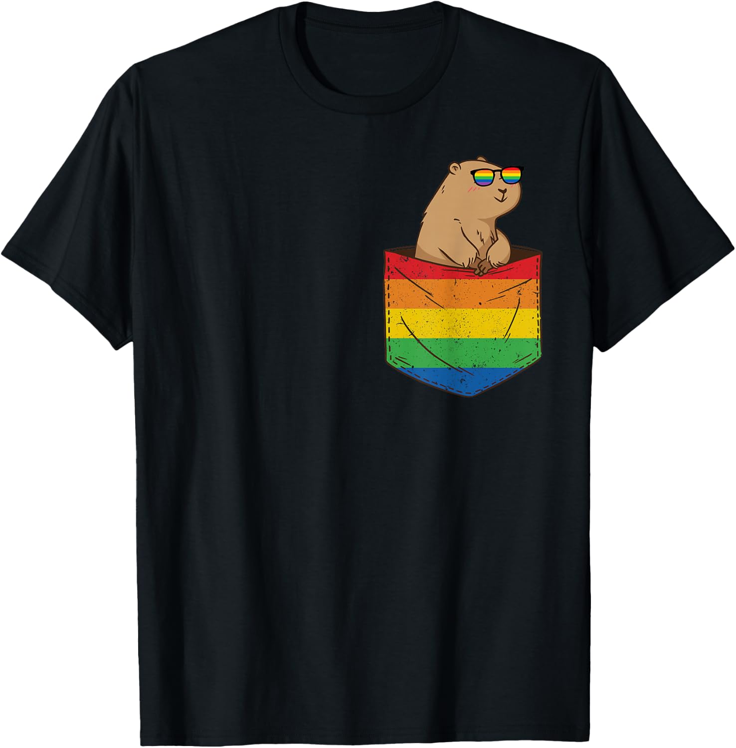 Lustige Taschen-Nager LGBT Tier Regenbogen Flagge Gay Pride T-Shirt - T-Shirt | Black