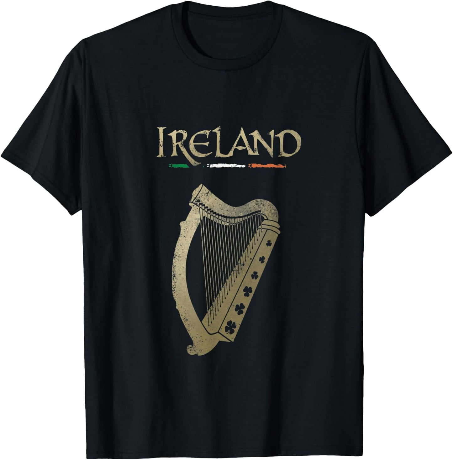 VinagreShop Irland-Flagge und Harfe mit Klee Schwarz S EU 38-40 T-Shirt - T-Shirt | Black