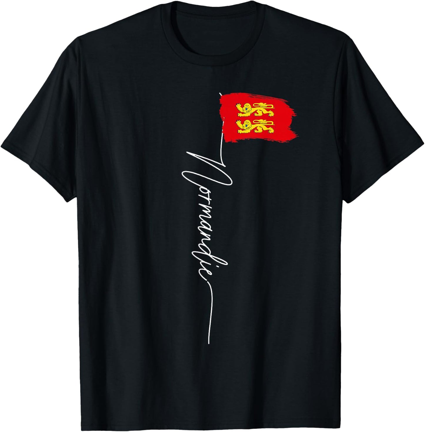 Normandy Lions Flag Yellow Man Woman Normandy France , Black T-Shirt - T-Shirt | Black