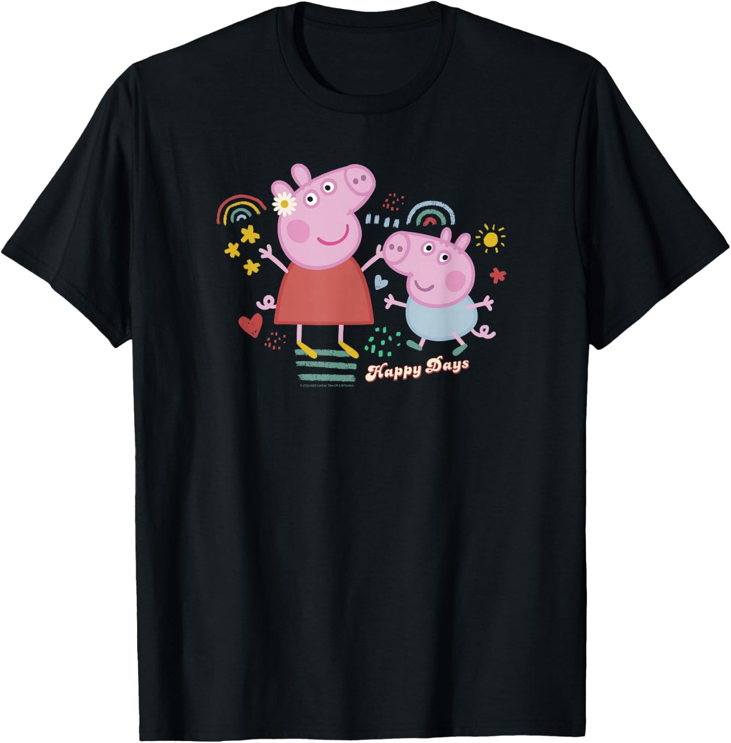 Peppa Pig -Kids Blue Cartoon , Small T-Shirt - T-Shirt | Black