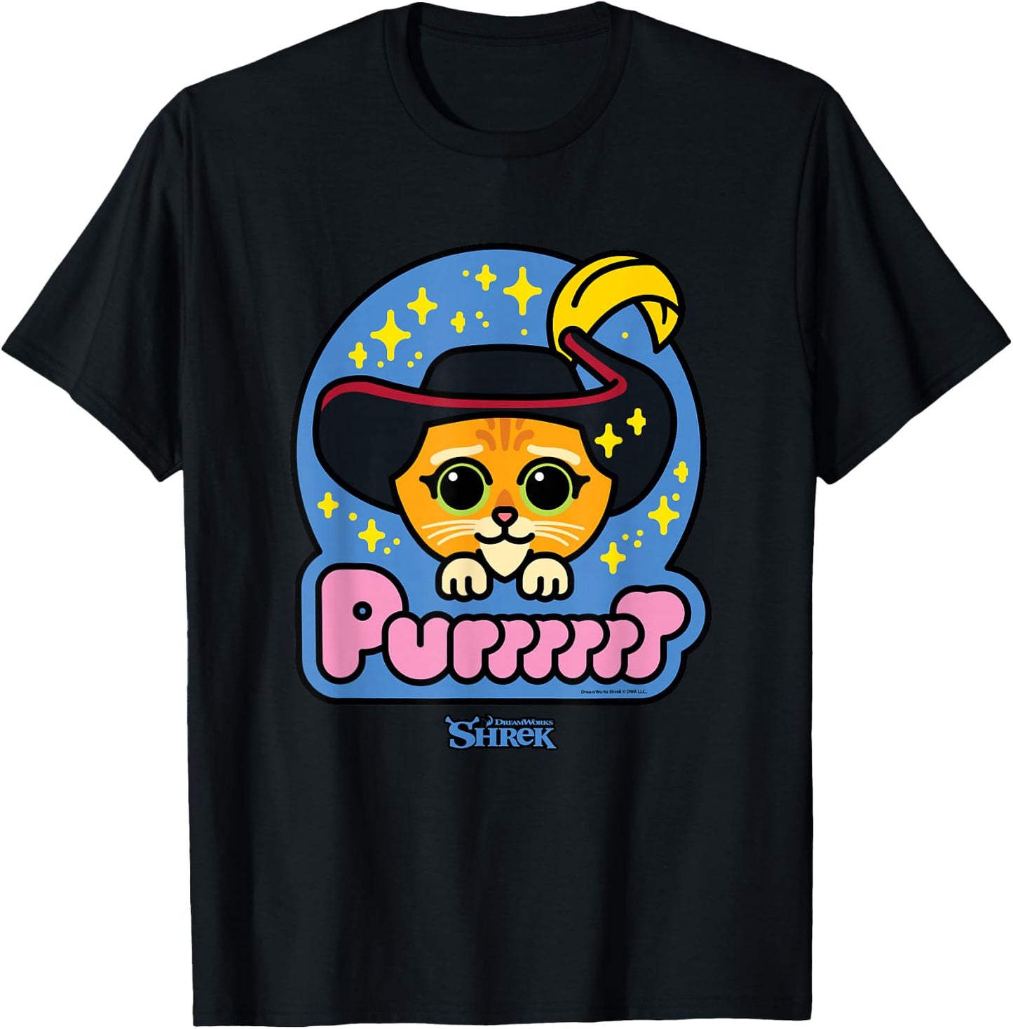 Shrek Emoji Style Puss in Boots Purr T-Shirt - T-Shirt | Black