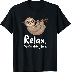 Funny Sloth Motivational Cute Lazy Positive Message Humor T-Shirt - T-Shirt | Black