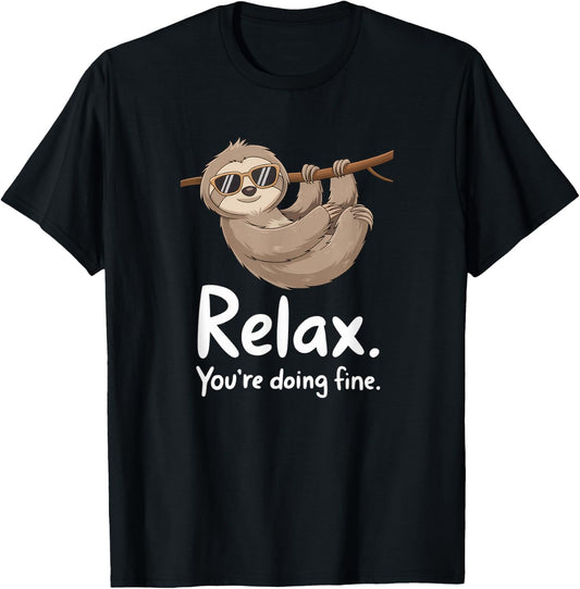 Funny Sloth Motivational Cute Lazy Positive Message Humor T-Shirt - T-Shirt | Black