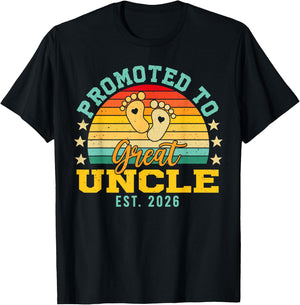 Retro Vintage Promoted to Great Uncle Est 2026 T-Shirt - T-Shirt | Black