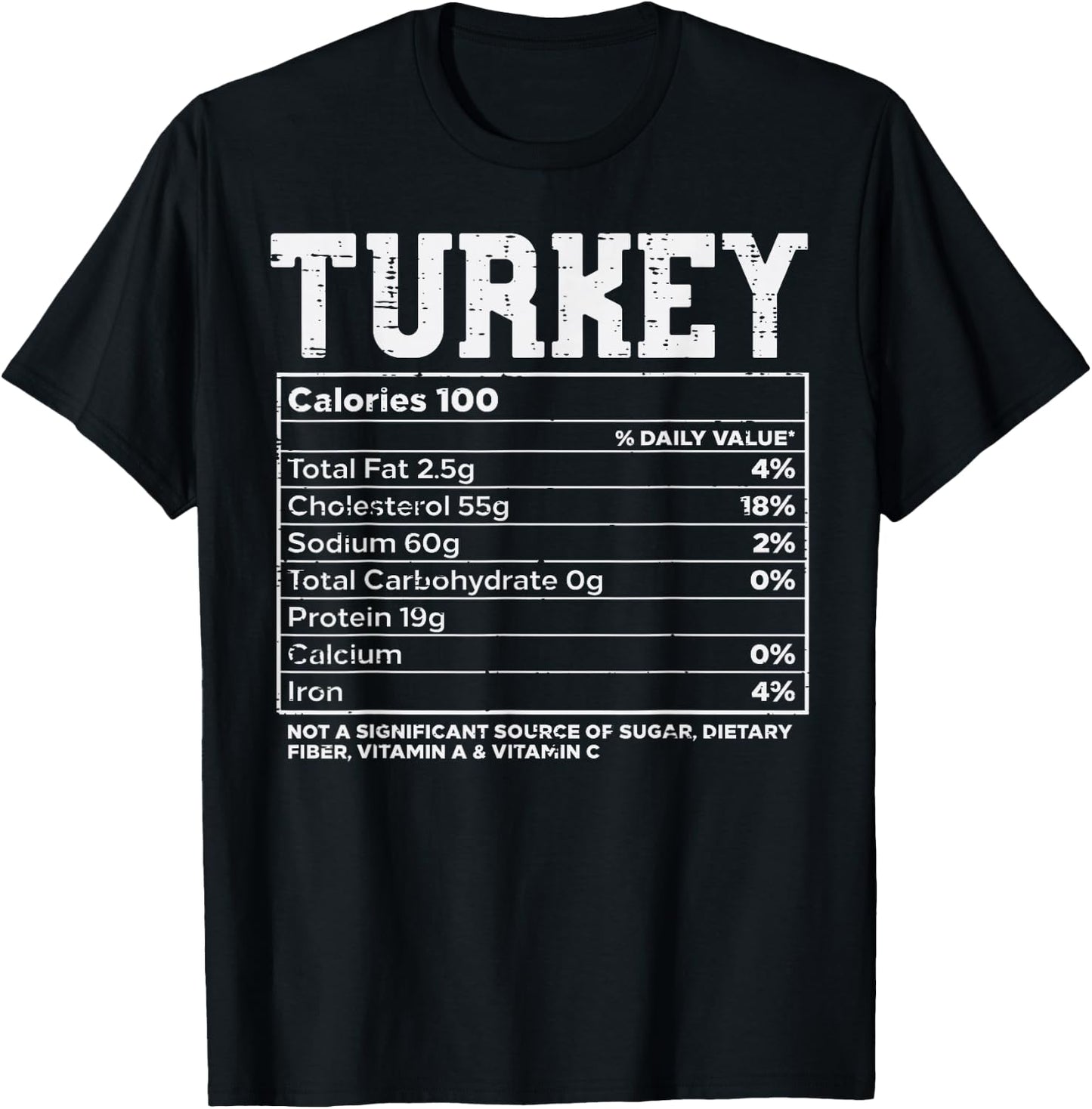 Turkey Nutritional Facts Thanksgiving Food Recipe Family T-Shirt - T-Shirt | Black