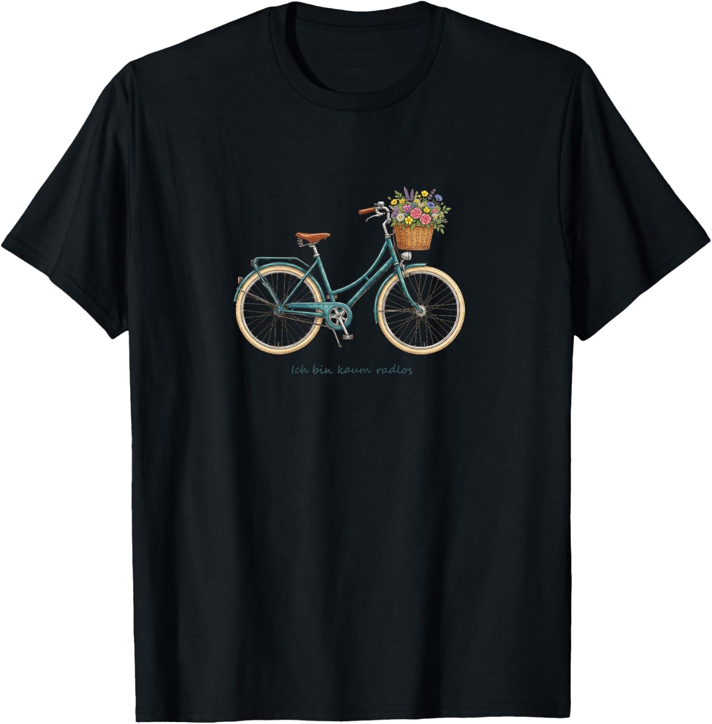 Ich Bin kaum radlos Fahrrad Spruch - Vintage Bike & Blumen T-Shirt - T-Shirt | Black