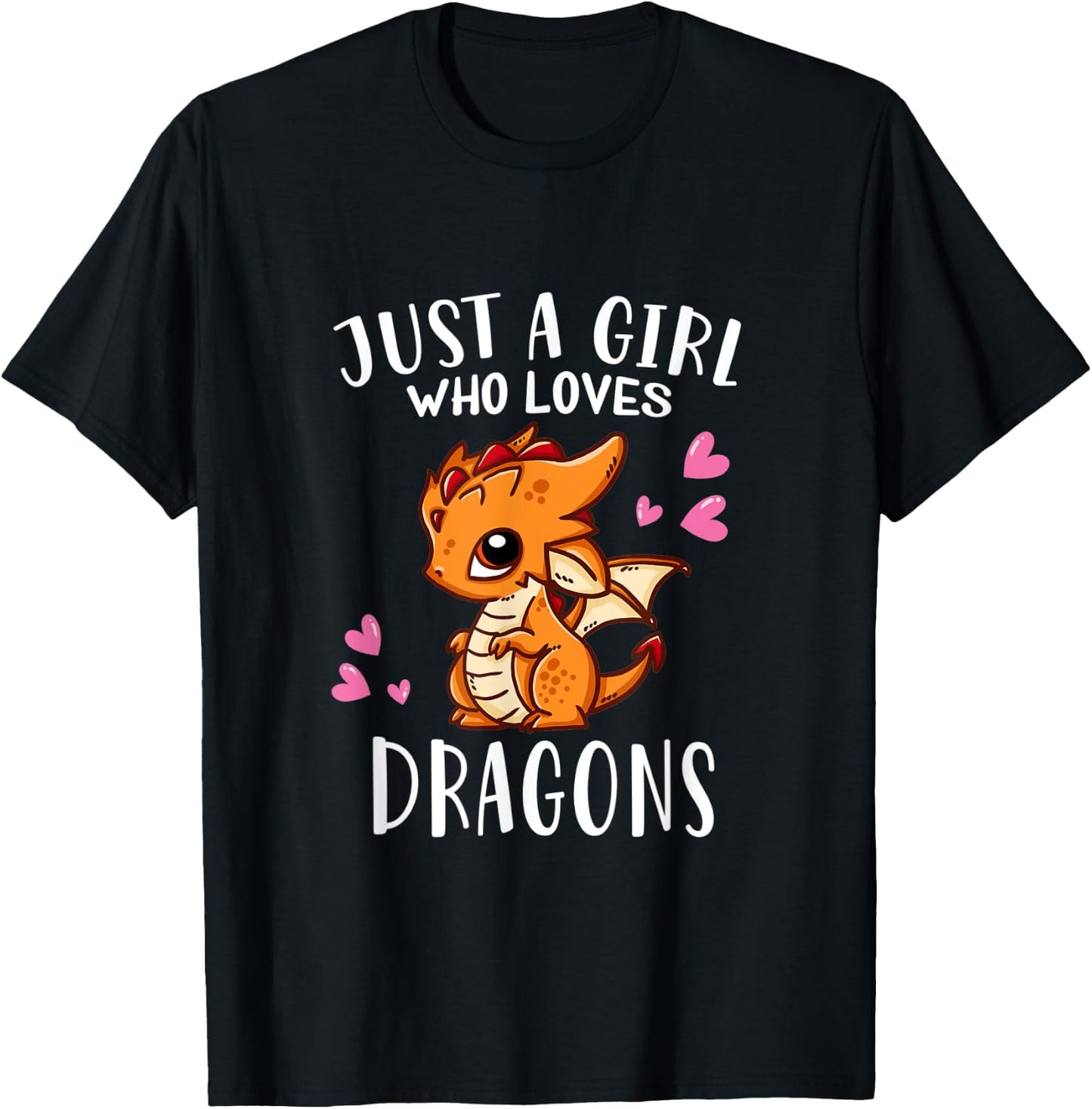 Funny Dragon Lover Just A Girl Who Loves Dragons T-Shirt - T-Shirt | Black