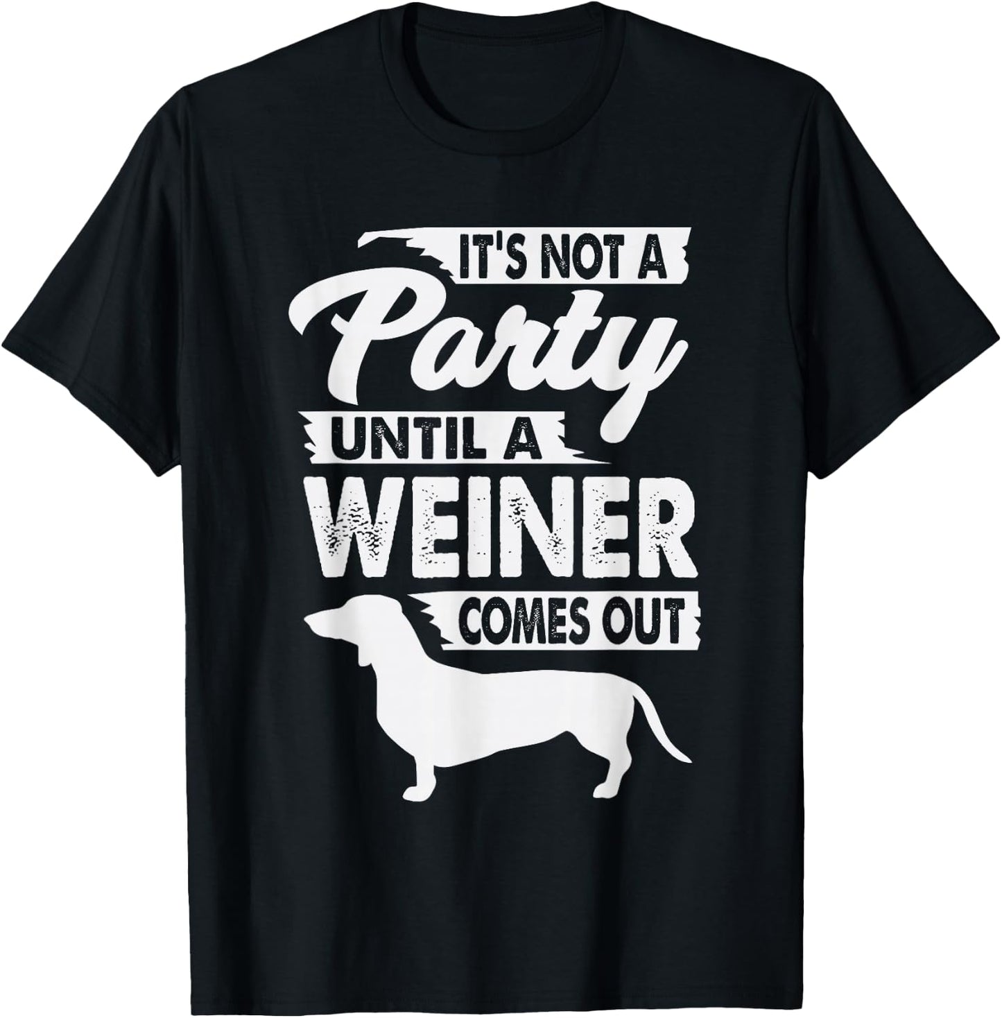 Immature Joke Designs Dachshund - Men's Small Black Party Themed Letter Print T-Shirt - T-Shirt | Black