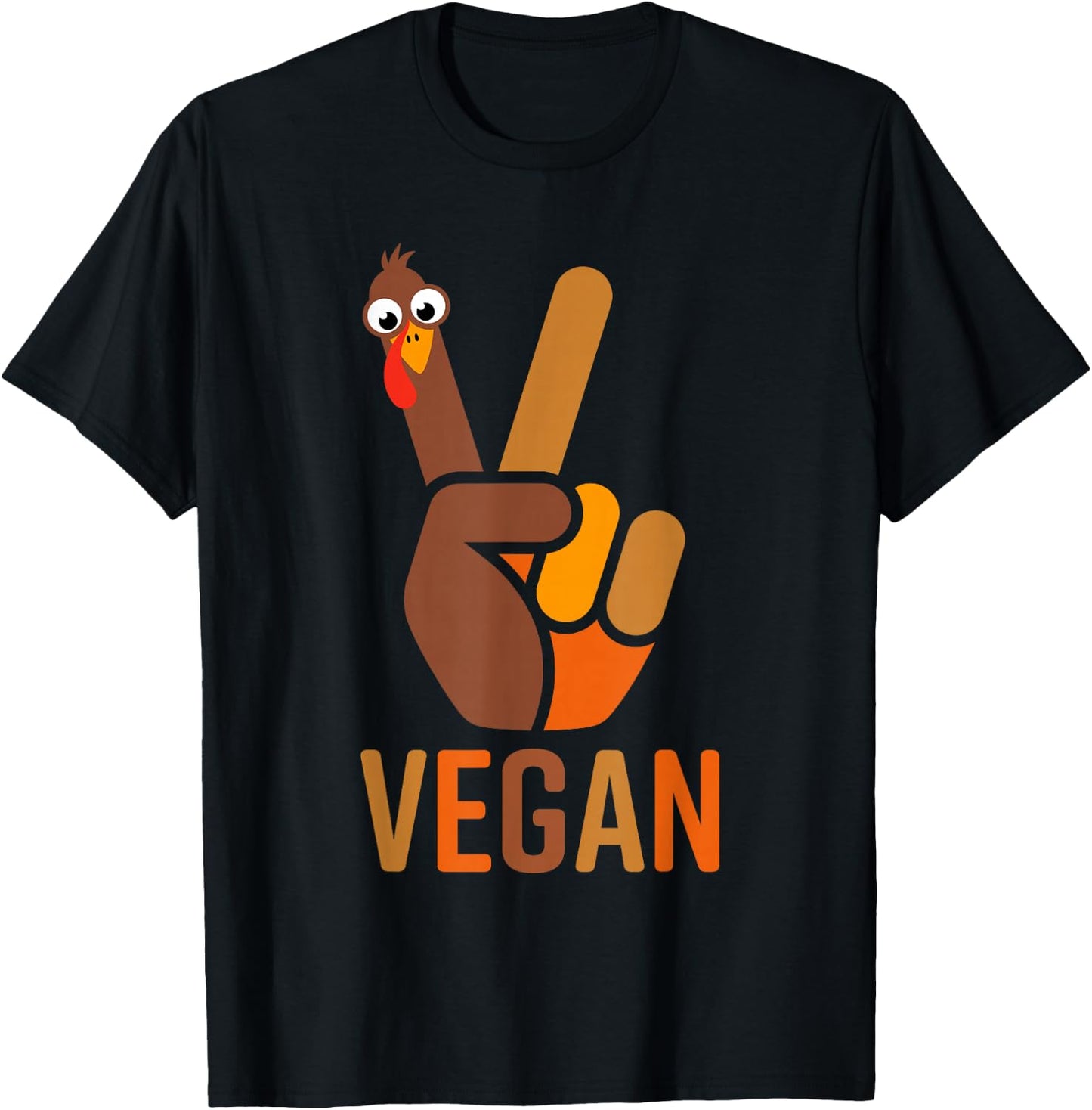 Funny Thanksgiving Shirts Women Men Peace Sign Turkey Vegan T-Shirt - T-Shirt | Black