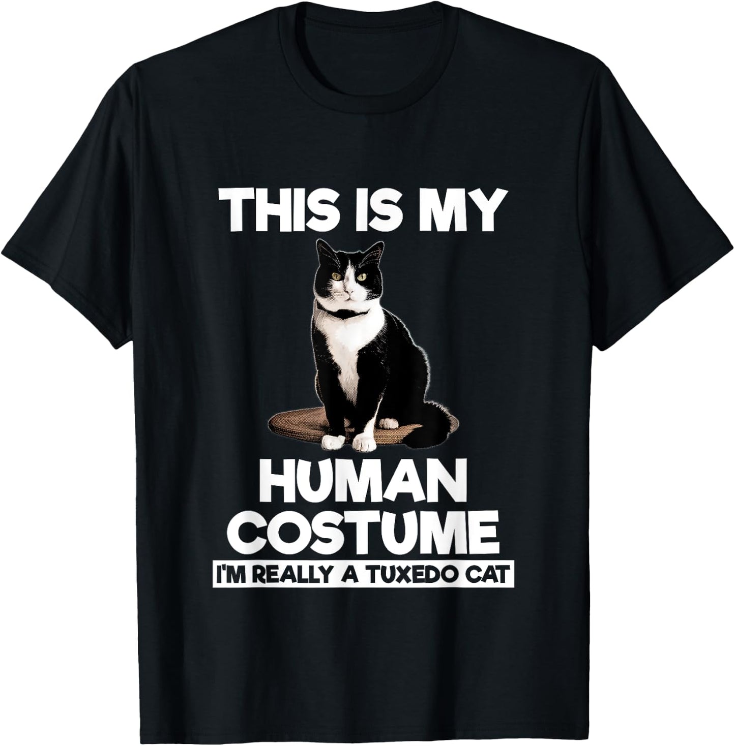 Funny Tuxedo Cat Shirt Halloween This Is My Human Costume T-Shirt - T-Shirt | Black