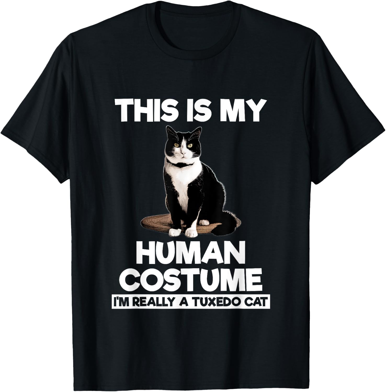 Funny Tuxedo Cat Shirt Halloween This Is My Human Costume T-Shirt - T-Shirt | Black