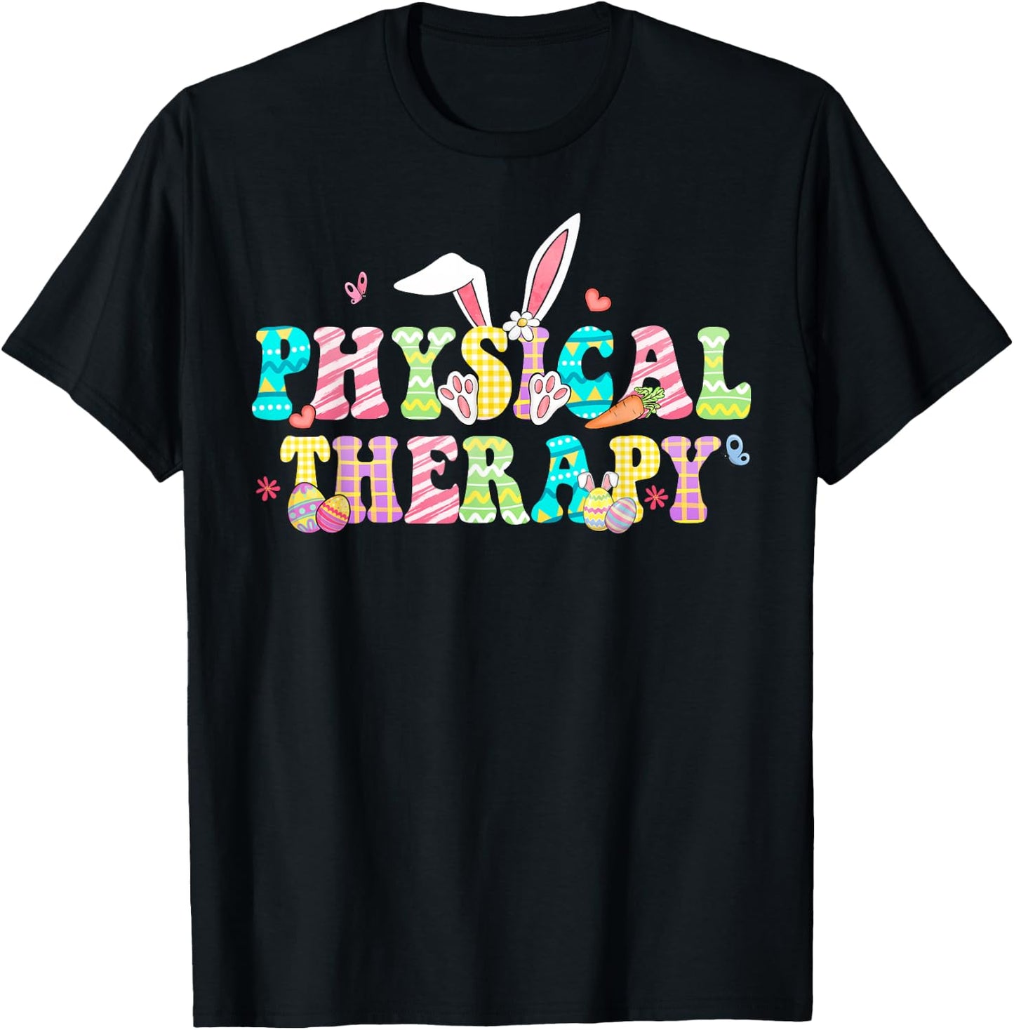 Physical Therapy Happy Easter PT Therapist Bunny Eggs T-Shirt - T-Shirt | Black