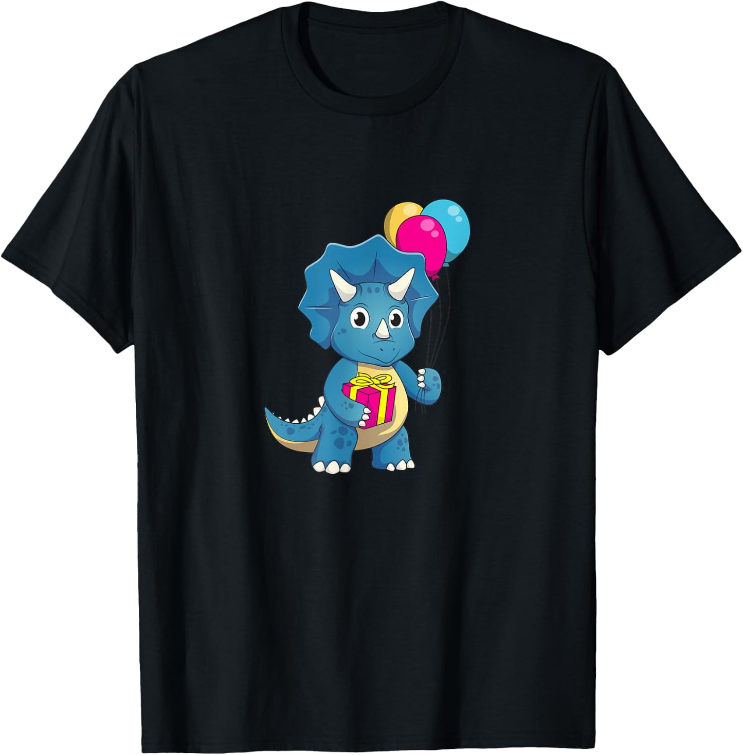 Cute Dinosaur Birthday party Triceratops T-Shirt - T-Shirt | Black