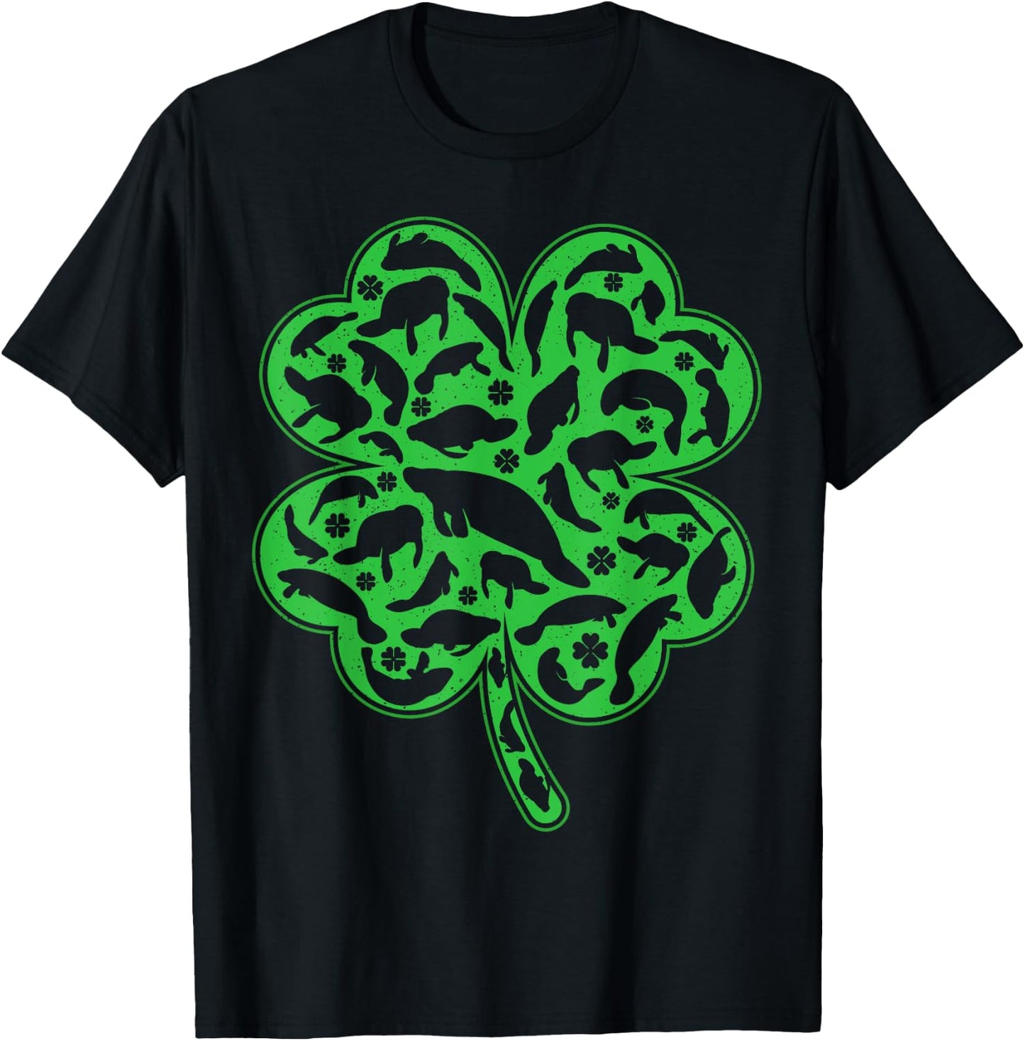 Luckiest Irish Shamrock Leaf Manatee St. Patrick's Day T-Shirt - T-Shirt | Black