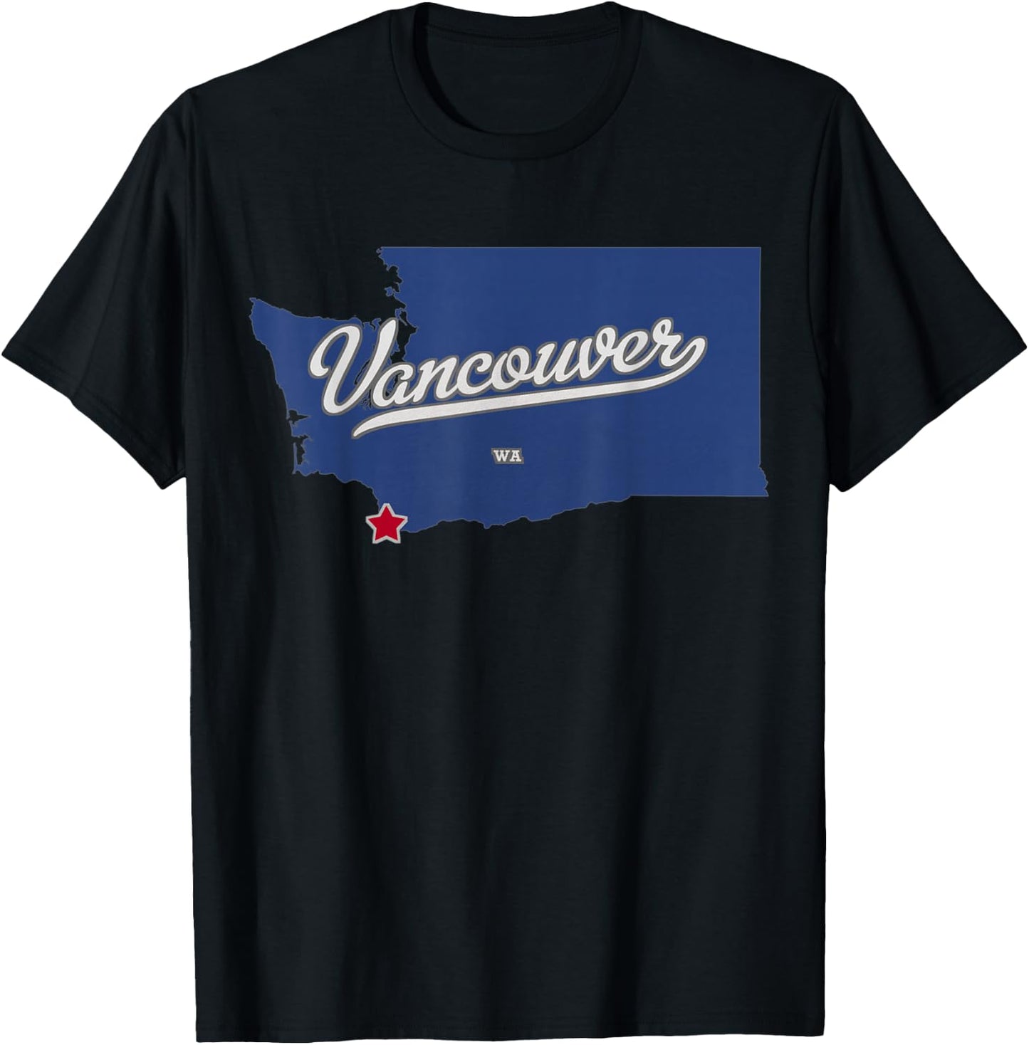 Vancouver Washington WA Map T-Shirt - T-Shirt | Black
