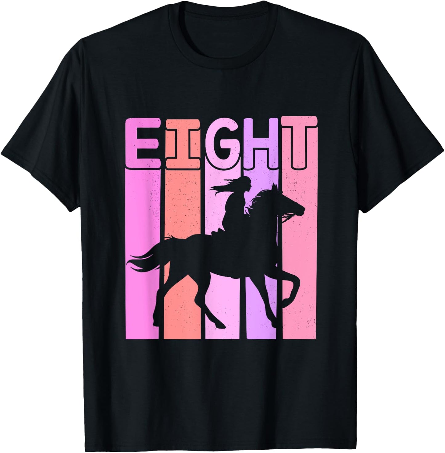 Horse Girl 8th Birthday Horseback Riding 8 Year Old T-Shirt - T-Shirt | Black