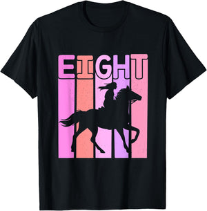 Horse Girl 8th Birthday Horseback Riding 8 Year Old T-Shirt - T-Shirt | Black