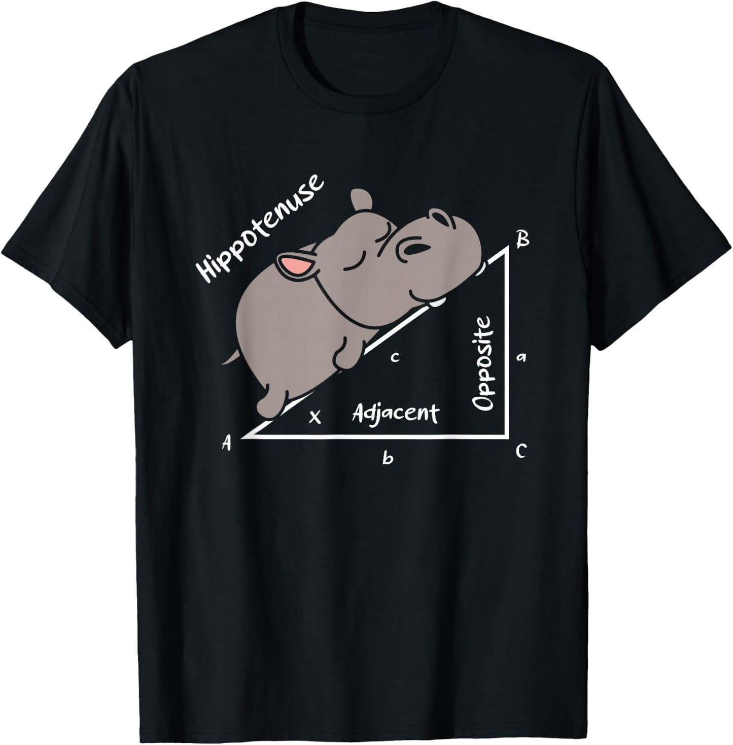 Hippotenuse Hippo Angle Function Hypotenuse Math Teacher T-Shirt - T-Shirt | Black