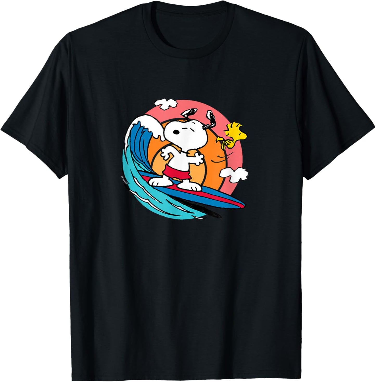 Peanuts - Snoopy Woodstock Surf , blue T-Shirt - T-Shirt | Black