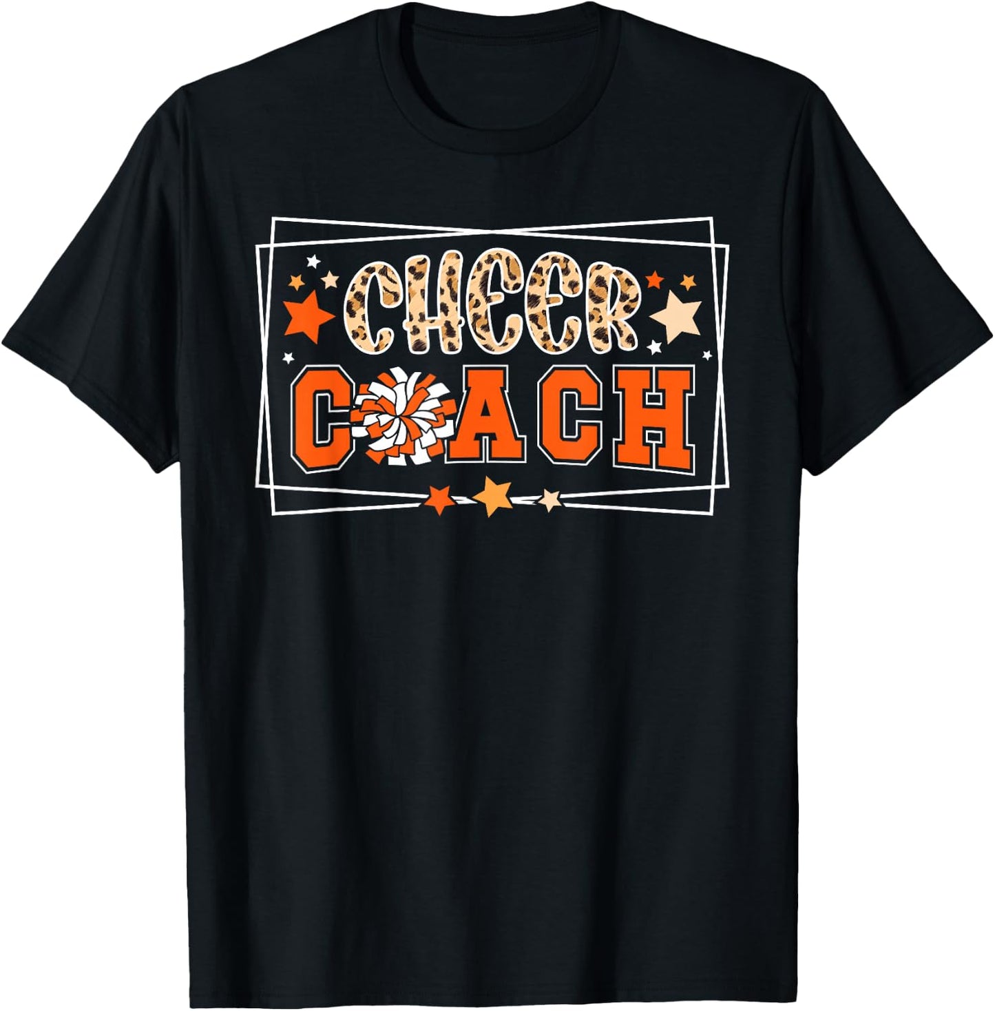 Cheer Coach Leopard Cheerleading Coach Cheerleader Coach T-Shirt - T-Shirt | Black