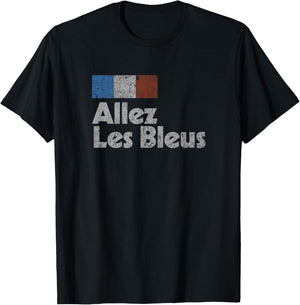 Retro France Soccer Shirt 2018 French Flag ALLEZ LES BLEUS T-Shirt - T-Shirt | Black