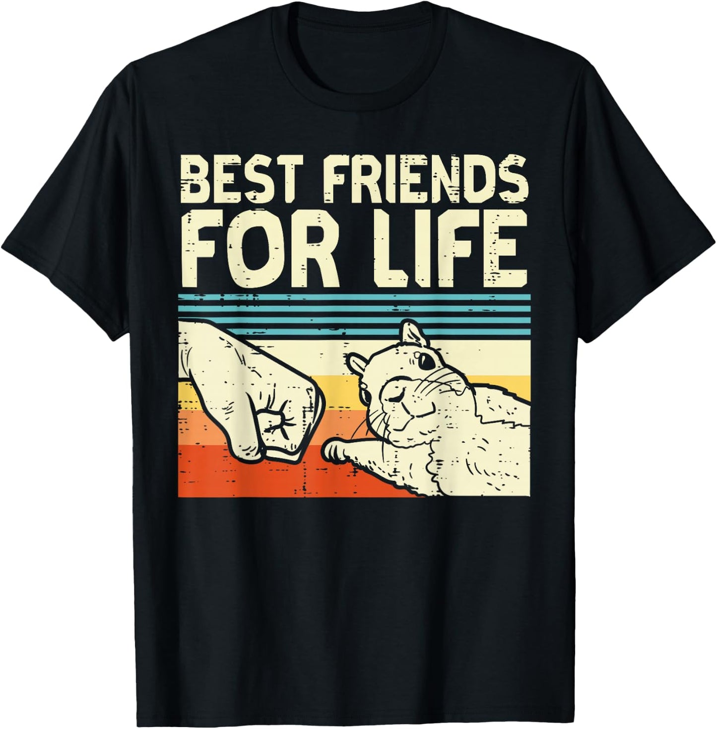 Best Friend for Life Squirrel Fist Bump Retro Men Women Kids T-Shirt - T-Shirt | Black