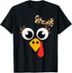 Cute Turkey face with Leopard Bow for Thanksgiving Girl T-Shirt - T-Shirt | Black