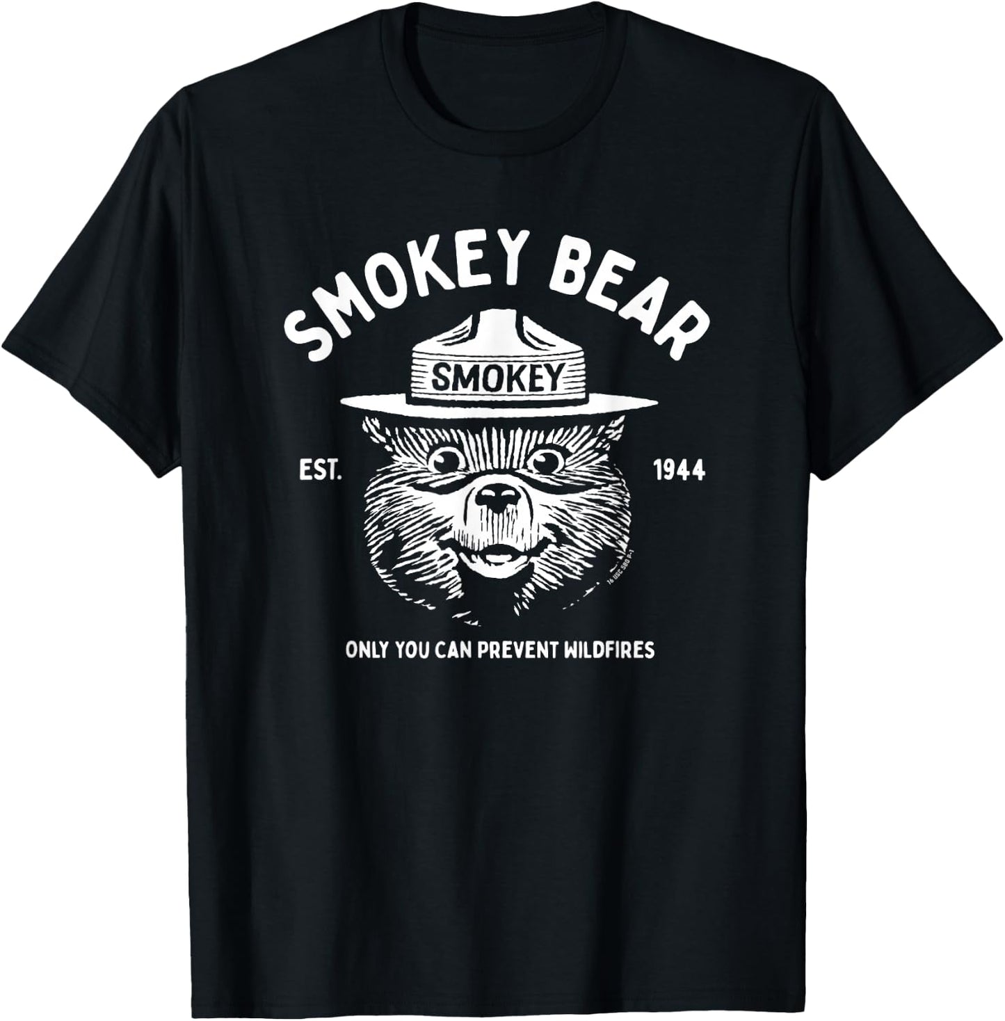 Smokey Bear Retro Hear Illustration Officially Licensed T-Shirt - T-Shirt | Black