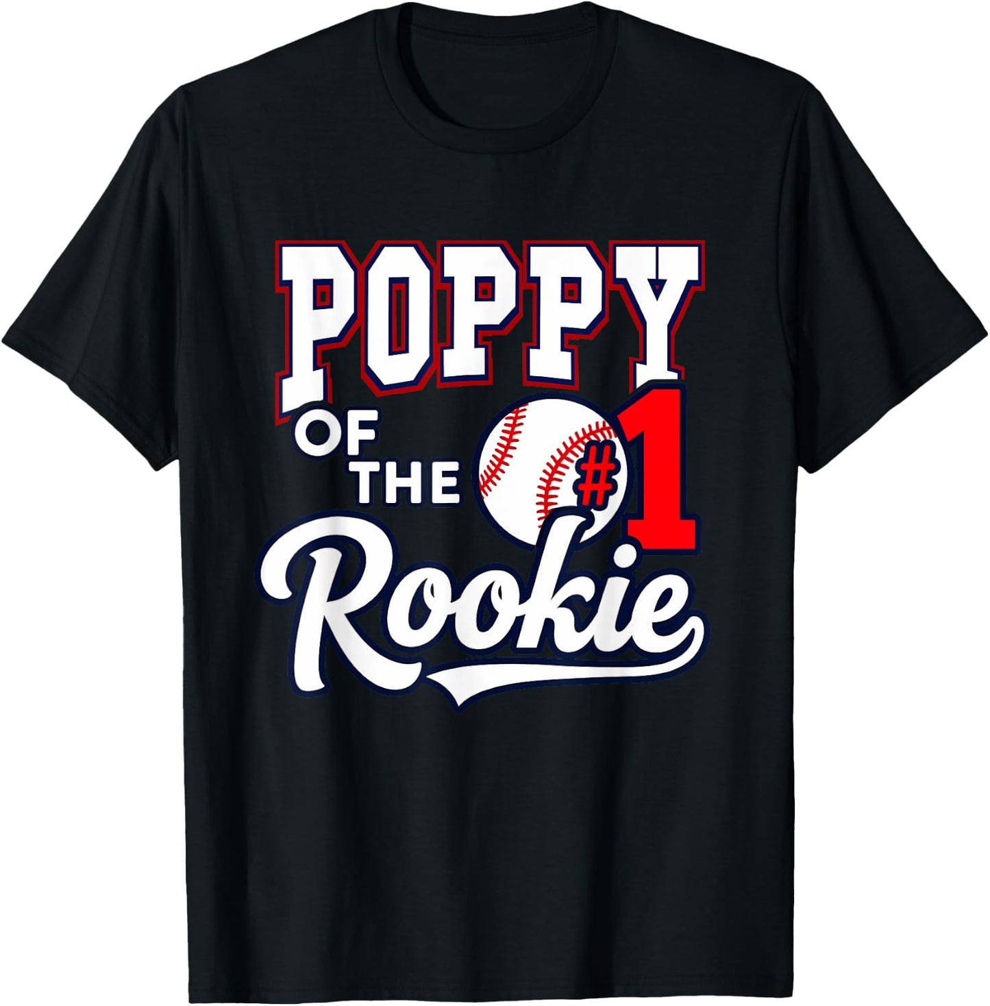 Retro Grandpa Poppy Of The Number 1 Rookie Baseball T-Shirt - T-Shirt | Black