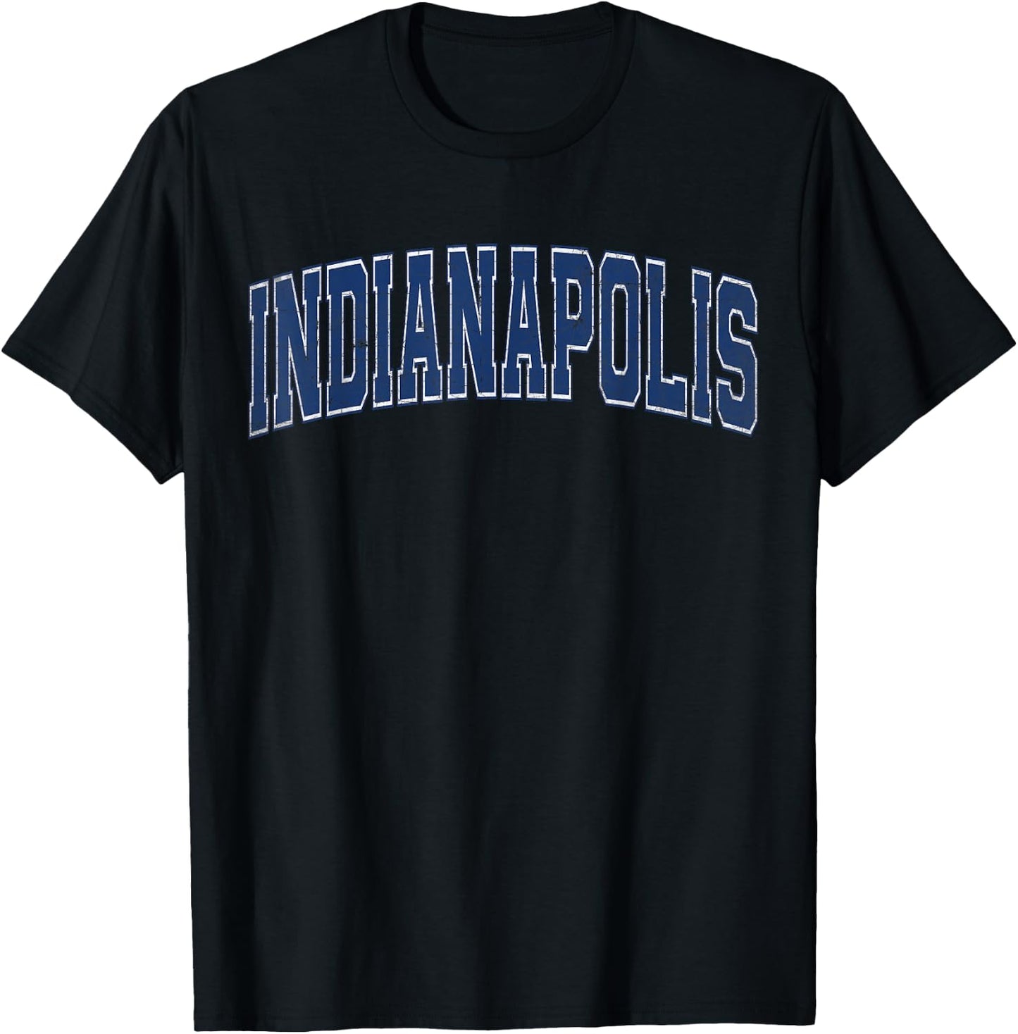 Indianapolis IN Vintage Sports Blue Retro Varsity Text T-Shirt - T-Shirt | Black