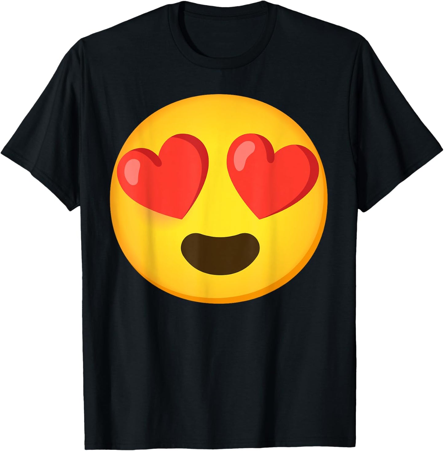 Emoticon Face grin Hearts T-Shirt - T-Shirt | Black