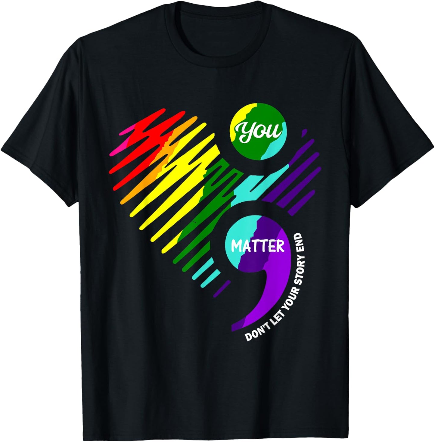 Semicolon Mental Health Awareness Shirt T-Shirt - T-Shirt | Black