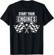 Start Your Engines Vintage Checkered Flag Race Car T-Shirt - T-Shirt | Black