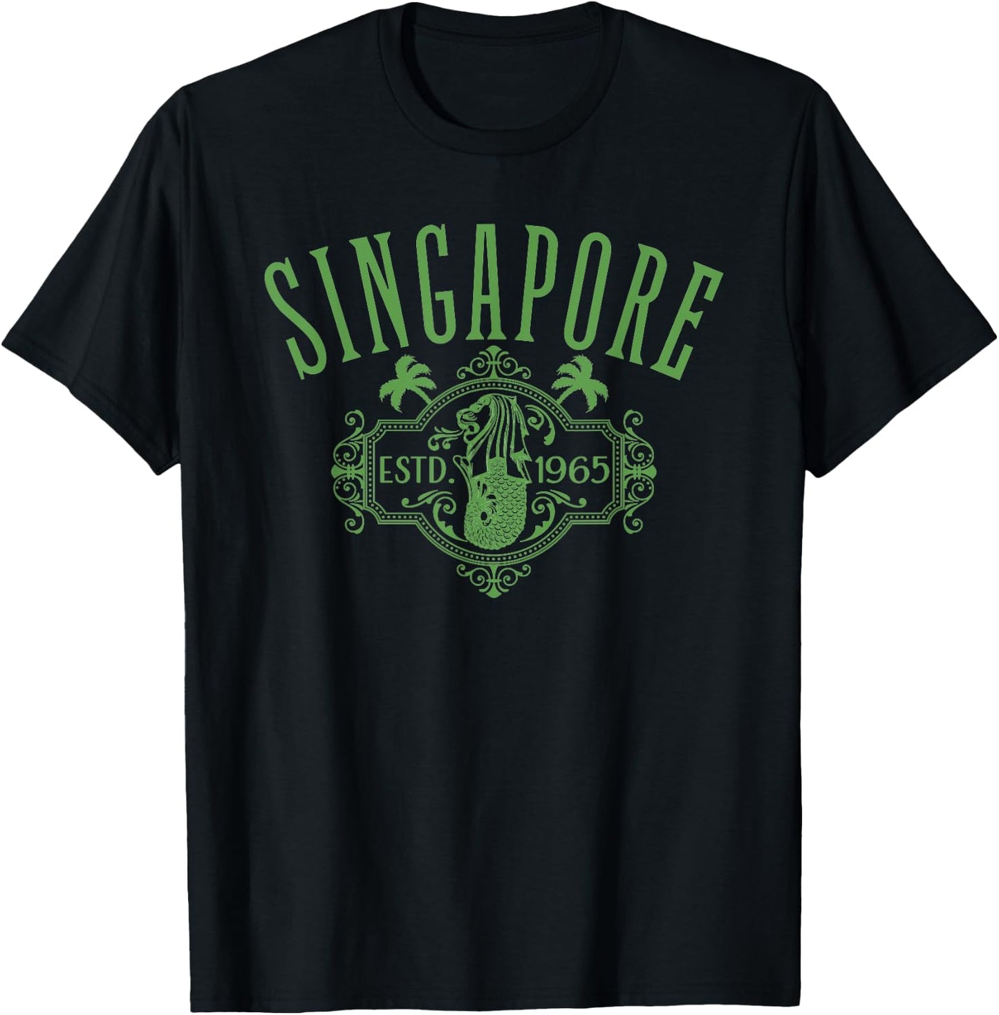 Singapore Merlion Vintage Style Design Souvenir T-Shirt - T-Shirt | Black
