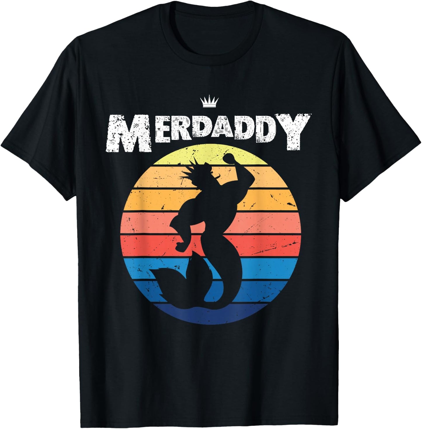 Retro Merdaddy Graphic - Vintage Merman Design T-Shirt - T-Shirt | Black