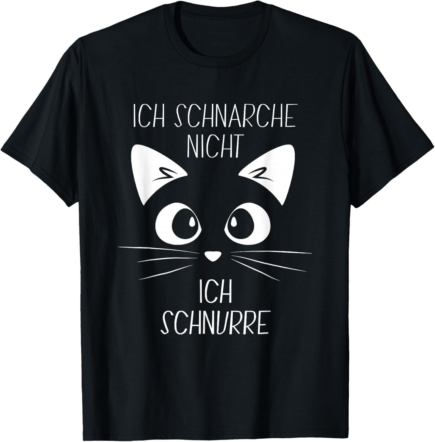 Sleep Shirt with German Text "Ich Schnarche nicht, ich schnurre" Cat , black T-Shirt - T-Shirt | Black