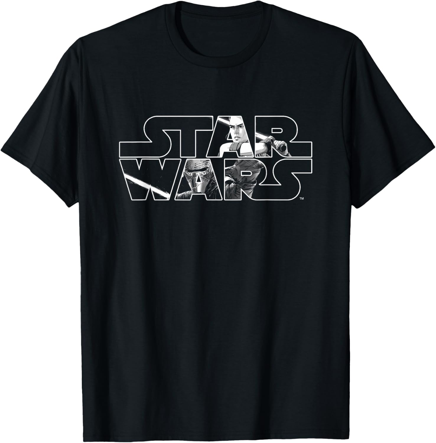 Star Wars Light vs Dark White T-Shirt - T-Shirt | Black
