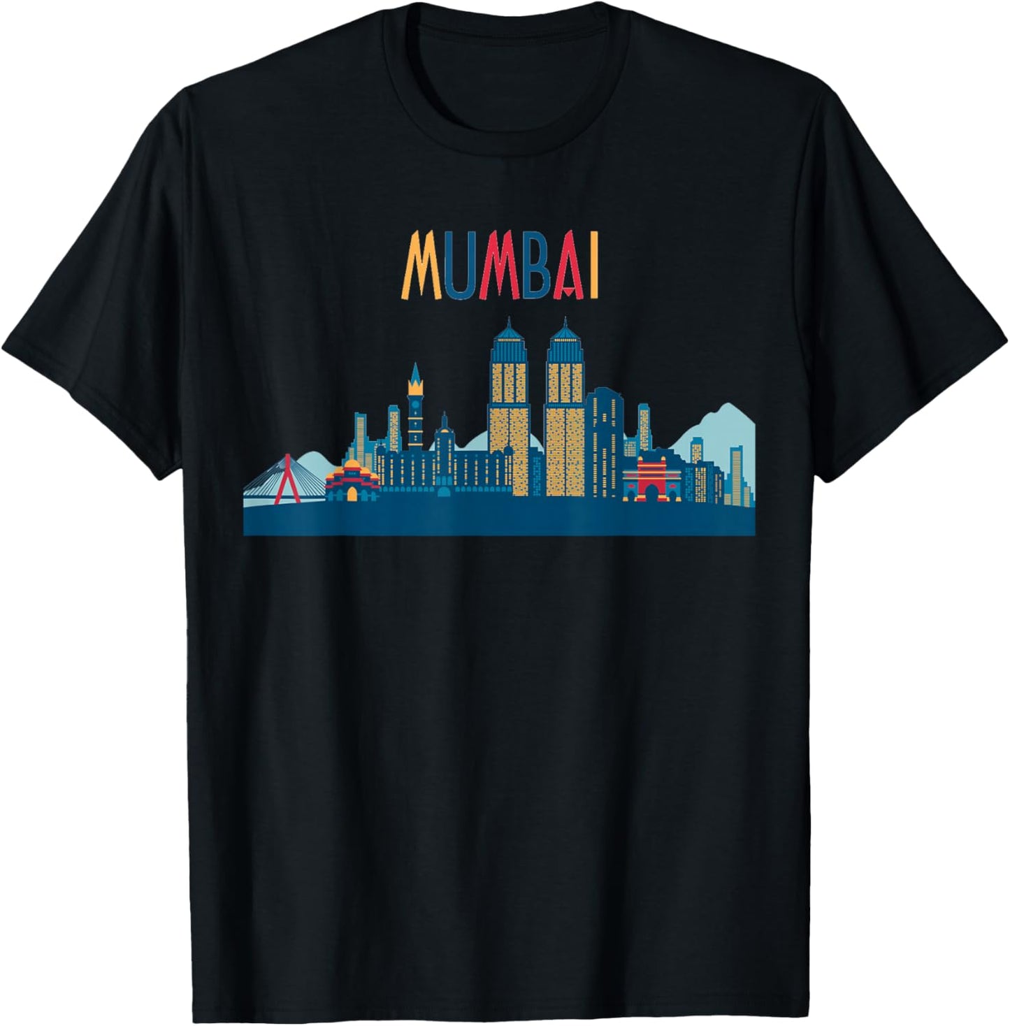 Mumbai Skyline Silhouette | Beautiful India Gift T-Shirt - T-Shirt | Black