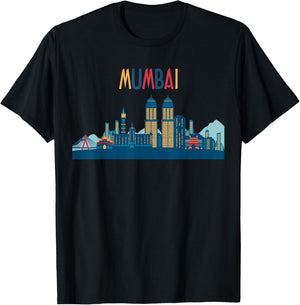 Mumbai Skyline Silhouette | Beautiful India Gift T-Shirt - T-Shirt | Black