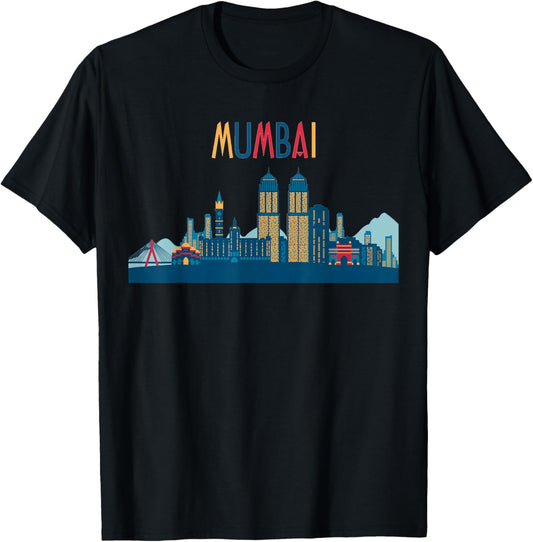 Mumbai Skyline Silhouette | Beautiful India Gift T-Shirt - T-Shirt | Black